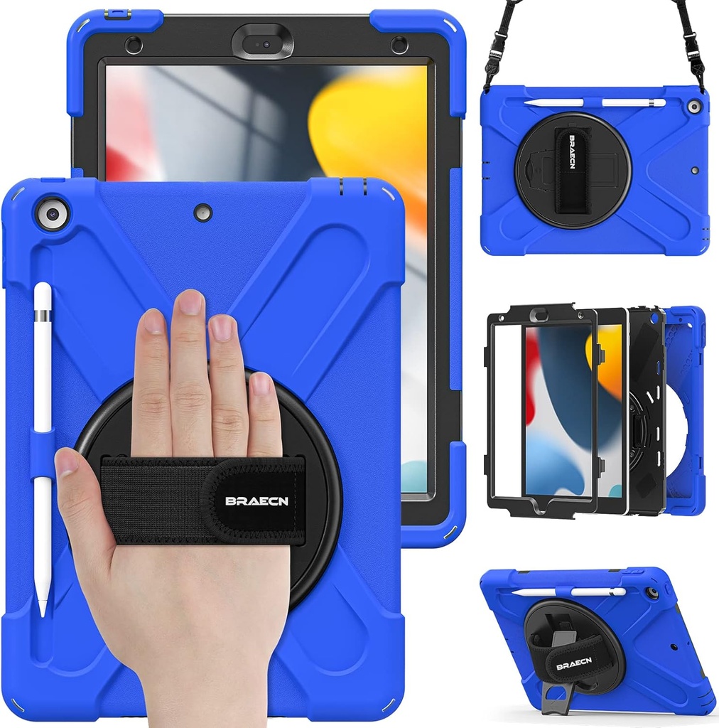 Schutzhülle mit Handschlaufe, Schultergurt und Stifthalter für iPad 10.2" 9. Generation