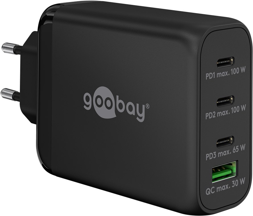 Netzteil 100W (3 x USB-C, 1 x USB-A) schwarz goobay