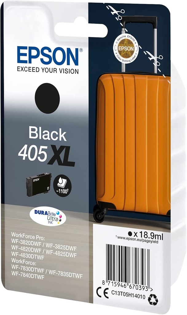 Drucker Tinte Epson 405XL schwarz für WorkForce
