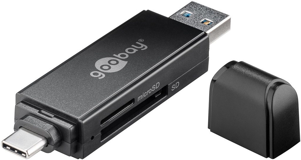 Kartenleser für SD-Karten USB-C + USB-A goobay 2in1